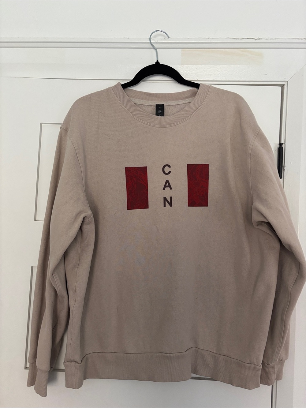 lululemon athletica Beige Crewneck Sweatshirt with Red Graphic